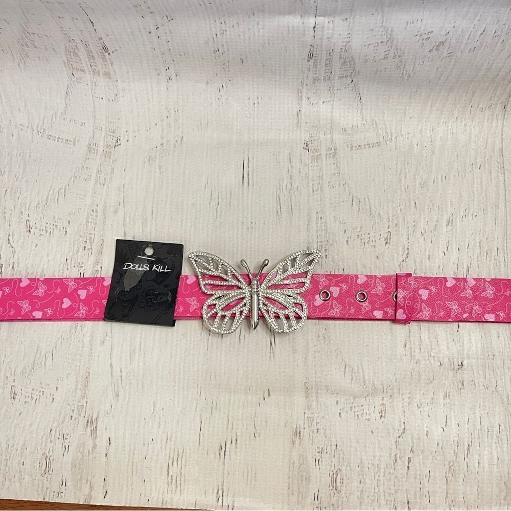 NWT pink butterfly crystal belt